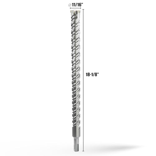CSOOM SDS Plus Rotary Hammer Drill Bit 3/4"x18.11", Professional Concrete Drill Bit for Concrete, Brick, Stone and Cement Walls - size: 3/4"x18.11"