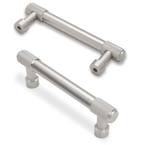 10 Pack 3-3/4 Inch(96mm) Brushed Satin Nickel Kitchen Cabinet Handles Knurled Cabinet Pulls Sliver Drawer Pulls Cabinet Hardware Kitchen Handles Drawer Pulls Dresser Handles - color: Brushed Satin Nickel, size: 3-3/4" Hole Center