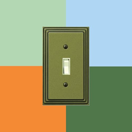 Amerelle Steps Double Toggle/Single Duplex Cast Metal Wallplate in Rustic Brass - color: Rustic Brass, size: 2 Toggle / 1 Duplex