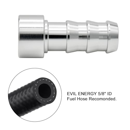 EVIL ENERGY 5/8" Weld On Hose Barb Tail Nipple On Bung Fitting Adapter Natural Aluminum 2PCS - size: 5/8 barb