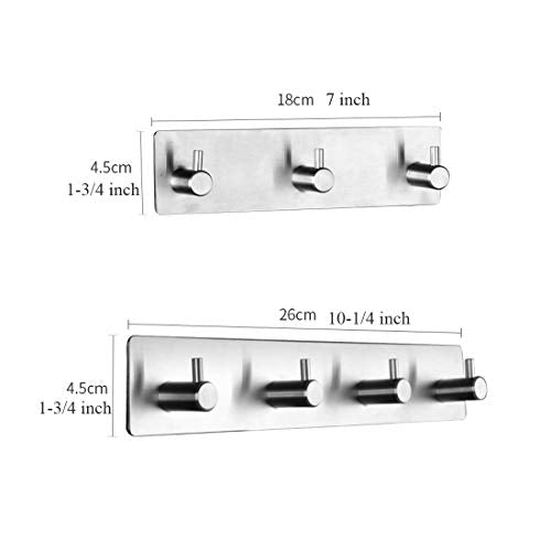 Self Adhesive Stainless Steel Hooks, Wall Mount Heavy Duty Hanger (4 hooks) - color: 4 Hooks