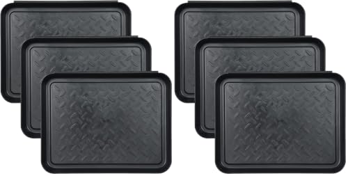 Set of 3 Square Boot Tray, Akamino Plastic Utility Shoe Mat Tray for Entryway Indoor and Outdoor Use in All Seasons, 13.7x10.6x1inch,Black (Pack of 2) - size: floral (Pack of 2)