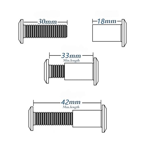 20pcs M6 Furniture Joint Connector Bolt & Cap Nut Kit 30MM - size: 30mm (20pcs)
