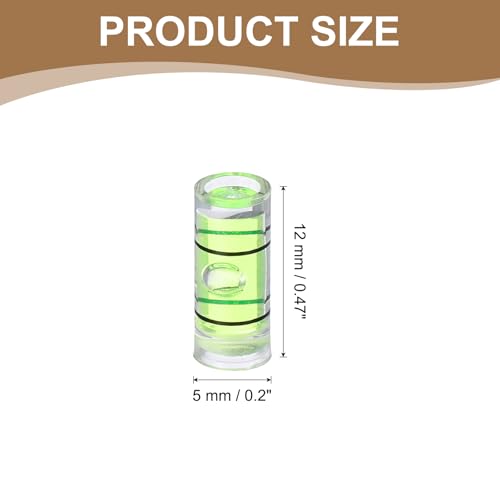 HARFINGTON 12pcs Mini Cylindrical Bubble Spirit Level Vials 5x12mm - size: 5x12mm