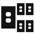 ENERLITES 5 Pack Oversized Duplex Outlet Covers, Jumbo Wall Plate, Black - color: Black, size: Over-Size