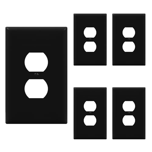 ENERLITES 5 Pack Oversized Duplex Outlet Covers, Jumbo Wall Plate, Black - color: Black, size: Over-Size