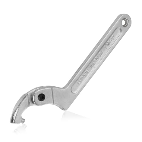 Adjustable C Spanner Hook Wrench Tool with Round Head, 1 1/4-3 Inch (32-76mm) Capacity, Pin Spanner Nut Wrench Tool for Machine Tools, Vehicles, Mechanical Equipments, Chrome-Vanadium Steel - size: 1 1/4-3"(32-76mm)