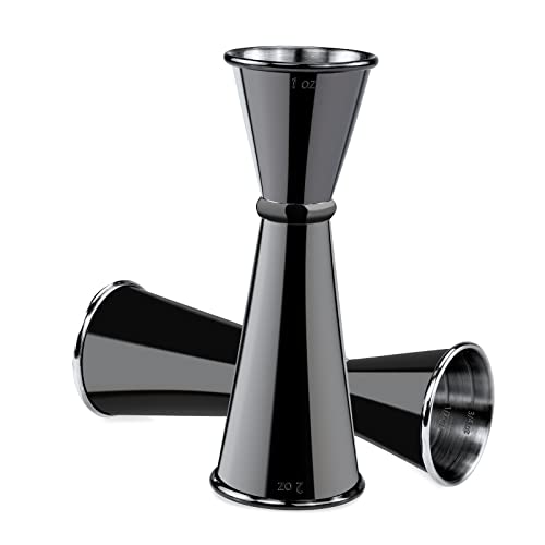 Briout Double Cocktail Jigger for Bartending, 2 OZ & 1 OZ,Rolled Edge Black - color: Black, size: Rolled Edge-1oz/2oz-1PC