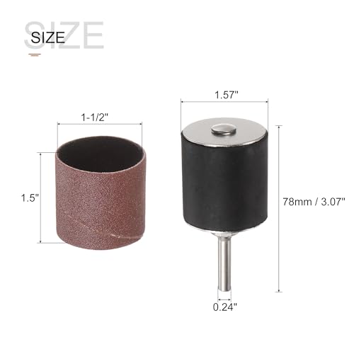 uxcell 12 Pcs 1-1/2 Inch Sanding Sleeves Sandpaper Set 120 Grit with 1/4 Inch Drum Mandrels for Rotary Tools - size: 120 Grit