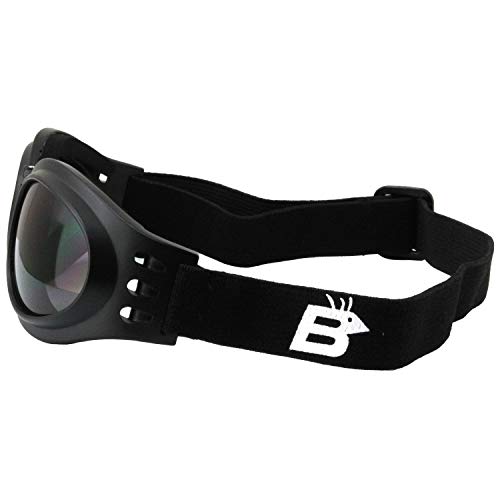 Birdz Eyewear Parrot Folding Padded Motorcycle Goggles Black Frame with Smoke Lens for Men & Women