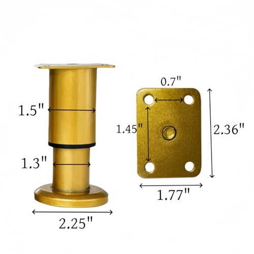 4Pcs Brass Adjustable 3.1-4.7 Inch Metal Furniture Legs for Cabinet Sofa - color: Brass, size: 3.1"- 4.7"-Set of 4