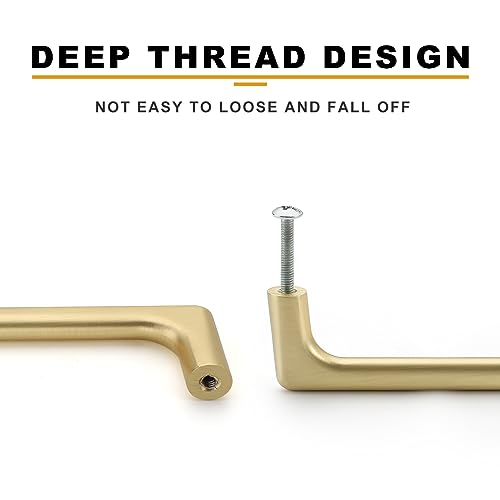Asidrama 10 Pack 3.75 Inch(96mm) Brushed Gold Cabinet Pulls Cabinet Handles Cupboard Handles Kitchen Cabinet Hardware for Cupboard Drawer Pulls - color: Brushed Gold, size: 3.75" Hole Center, style: 10 Pack