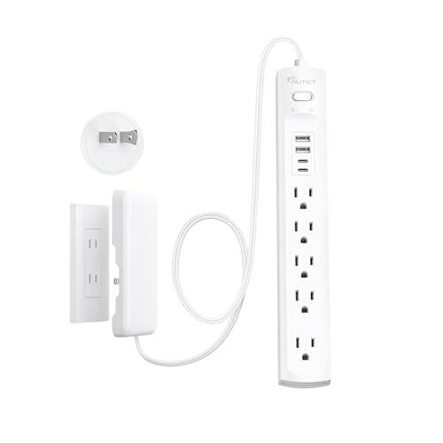 Flat Plug Surge Protector Power Strip, Outlet Cover 3ft Extension Cord - size: 5AC(3FT-2Prong)