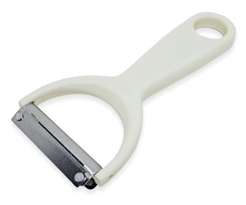 WitnyStore Kitchen Tool 6" Long White Plastic Handle Stainless Steel Wavy Peeler Scraper Bottle Opener - Thai Cooking Utensils Multipurpose Portable Hand-Held Cookery Equipments for Fruits Vegetables - size: 6"