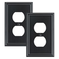 2-Pack Zinc Alloy Single Duplex Outlet Cover Plate, Solid Receptacle Cover - color: Black, size: 1 Duplex 2PK