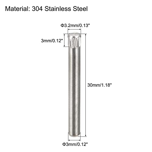 uxcell 3x30mm 304 Stainless Steel Dowel Pins, 50Pcs Knurled Head Flat Chamfered End Dowel Pin, Wood Bunk Bed Shelf Pegs Support Shelves Fasten Elements - size: 3x30mm