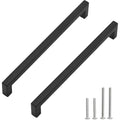 Cabinet Pulls Matte Black Cabinet Handles Square Drawer Pulls, 5 Pack 10 Inch Stainless Steel Kitchen Door Cupboard Handles, 256mm Hole Centers - size: 10 inch Hole Centers(256mm)