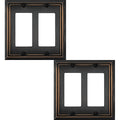 OKAWYC Double Decorator Light Switch Cover Adler Metal Wall Plate, 2-Pack Aged Bronze 2 Gang Double Rocker, for Receptacle Dimmer Switch GFCI Outlet, Switch Cover Decorative Wallplate, Durable - style: 2 Decorator 2PK