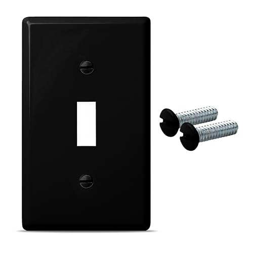Bates- Light Switch Cover, Pack of 10, 1-Gang, Black, Single Light Switch - color: Black, size: 10 Pack, Standard-Size