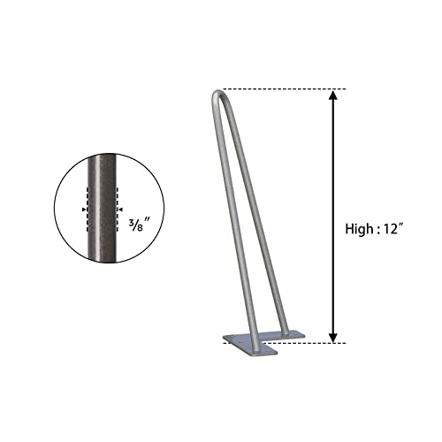 SMARTSTANDARD 12 Inch Heavy Duty Hairpin Furniture Legs, Gray 4PCS - color: Grey, size: 12 Inch