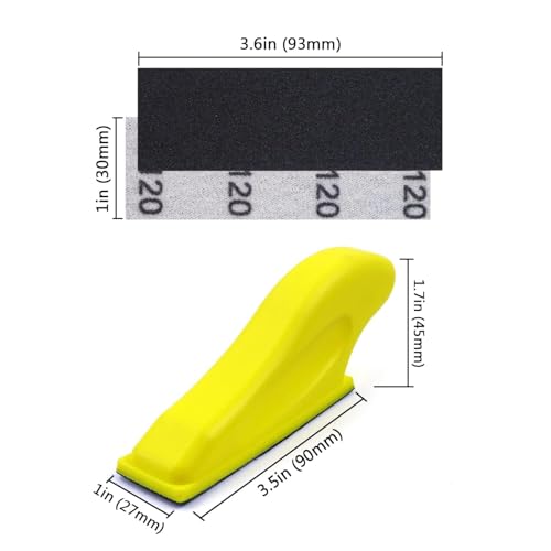 POLIWELL Micro Sander Tool, Detail Finger Sander for Crafts, 80 PCS Wet Dry Sandpaper 80 120 150 180 240 320 400 600 Grit + 3.5” x 1” Mini Handle Sanding Block for DIY, Wood, Metal and Narrow Spaces - style: 80 Pcs