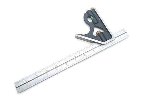 Benchmark Tools Precision 12” 2-Piece Machinist Combination Square Set - 12" Blade, No-Glare Satin Chrome Finish, Integrated Spirit Level, Hardened Steel Scribe, Plastic Case with Foam Inserts
