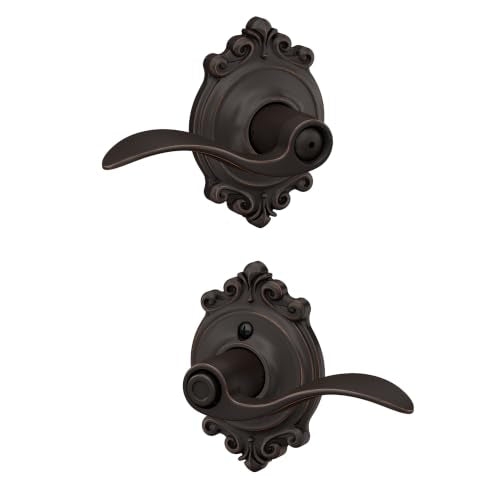 SCHLAGE Accent Bed/Bath Privacy Door Handle with Lock, Aged Bronze - color: Aged Bronze, size: Brookshire