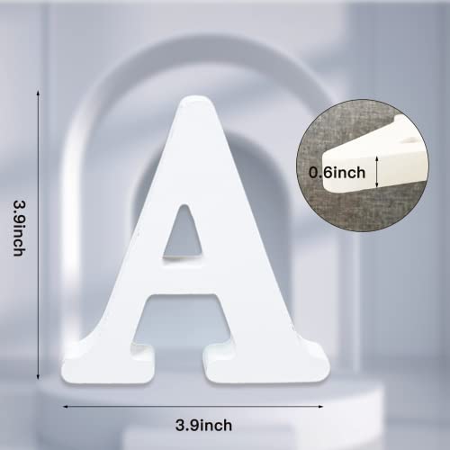 AOCEAN 4 Inch White Wood Letters Unfinished Wood Letter for Wall Decor Decorative Standing Letters Slices Sign Board Decoration for Craft Home Party Projects (A) - style: A