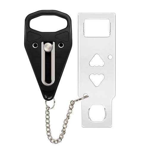 Portable Door Lock, No-Drill Security Lock, Home Door Lock Kit, Lightweight Anti-Theft Latch Protect Family Security and Privacy Fou Traveling, Bedroom, Hotel, Apartment(Balck) - color: Balck