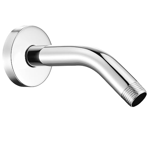 Shower Arm with Flange, 6 Inches Wall Mount Replacement Shower Head Arm For Fixed Shower Head and Handheld Showerhead, Chrome - color: Chrome, style: 6 Inch