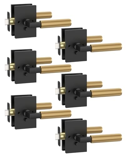 Asidrama 6 Pack Black and Champagne Bronze Privacy Door Handles - color: Black and Champagne Bronze
