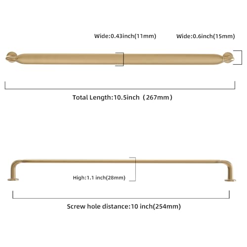 10 Pack 10 Inch Cabinet Pulls Champagne Bronze Kitchen Cabinet Handles Zinc Alloy Drawer Pulls Solid Cabinet Hardware - color: Champagne Bronze, size: 10'' Hole Center(254mm)