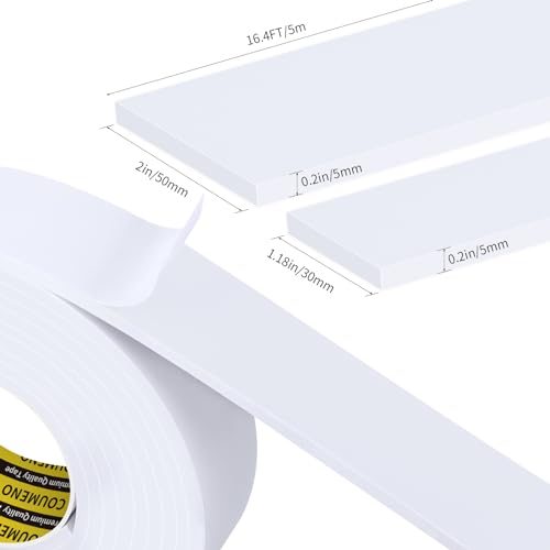 White Foam Tape Weather Stripping Sealing Sponge,2in x 16.4FT - color: White, size: 2in x 16.4FT