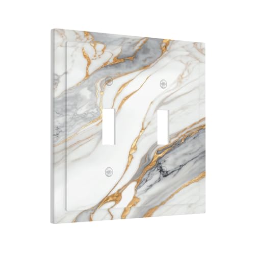 White Gray Gold Marble Light Switch Cover Decorative Wall Plate - color: 2 Gang Double Toggle