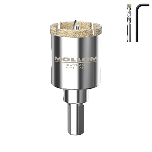 MOLLOM 1-7/32" (31mm) Diamond Hole Saw with 2 Pilot Drill Bit - size: 31mm | 1-7/32", style: Single Pack