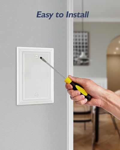 Switch Plates Outlet Covers, 2-Pack Metal Wall Plates, Off White - color: Off White, size: 1 Blank 2PK