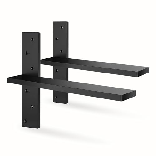Floating Shelf Bracket Heavy Duty 1/2" Thick Free Hanging Countertop Support Bracket 2 Pack 14" Lx2.5 W Hidden Shelf Bracket for Floating Wall Countertops, Bars, Desks, Bench Seats, Vanities, Mantels - size: 14 Inch, style: Black- 2 pack