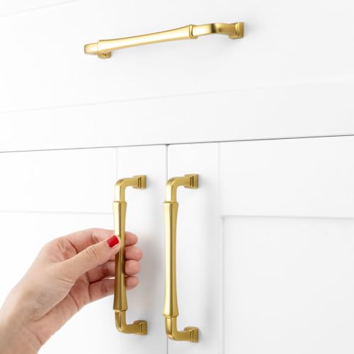 5 Inch Brushed Gold Cabinet Pulls Kitchen Handles 10 Pack 3175 - color: Brushed Gold, size: 5 In Hole Distance