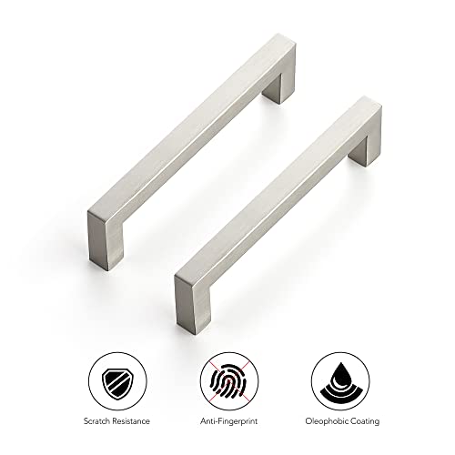 Ravinte Brushed Nickel Square Cabinet Handles Drawer Pulls,5 Inch,30 Pack | Screws Included, Stainless Steel, Square Bar Grip, Easy Install, Kitchen Cabinet Hardware, For Cupboards, Drawers, Dressers - color: Brushed Nickel