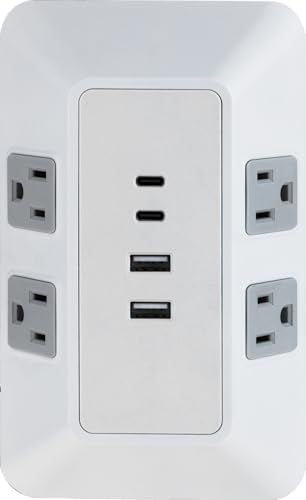 GE Outlet Extender with USB Ports, 4 Outlet Splitter, 2 USB-A, 2 USB-C - size: 2 USB-C