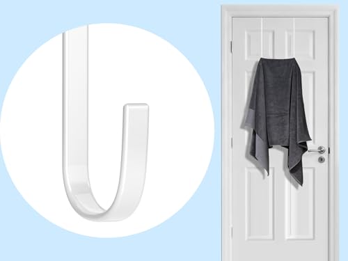Single Long Over Door Steel Hooks 4 Pack Fit 1-3/8" Door 12" White - size: 12"Length