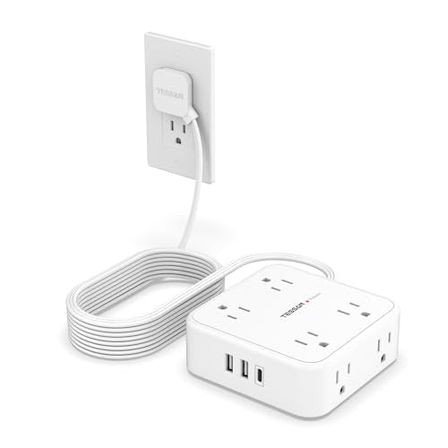 TESSAN Surge Protector Power Strip with 900J Surge Protection, 15 Ft, White - color: White with 1 USB C, size: 15 feet