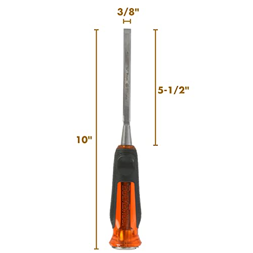 Buck Bros. 74812 3/8-Inch Wood Chisel, Full Tang Wood Carving Tools, Woodworking Tools for Carpentry, Trim Work, and DIY Projects, Hardened Steel Blade, Beveled Edge, Durable Non-Slip Handle - size: 3/8-Inch