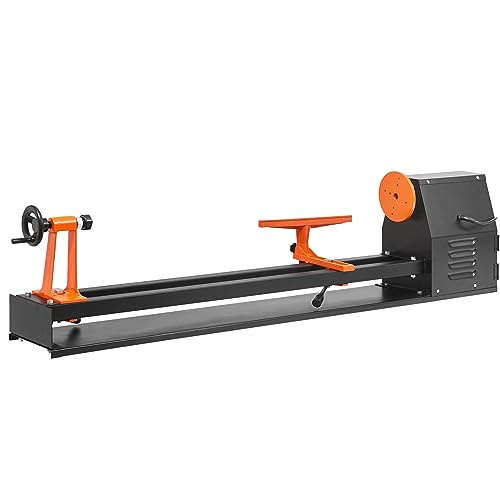 VEVOR Wood Lathe, 14 in x 40 in, 4 Speed Adjustable 885/1245/1715/2425 RPM 0.5 HP 370W Power Wood Turning Lathe Machine with Chisels Faceplate Plastic Handle Hex Wrench for Woodworking - size: 14" x 40"-0.5HP