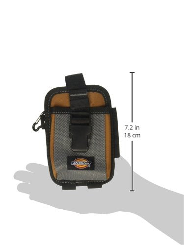 Dickies 2-Compartment Large Phone Pouch, Universal-fit Steel Clip for Tool Belt, Security Strap Over Phone, Carabiner for Quick-Clip Key Storage