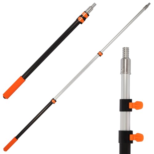 2.4–6 FT Telescoping Extension Pole, Lightweight Aluminum Extendable Paint Roller Pole for Painting, Dusting, Window Cleaning, Sturdy Extension Pole with Foam Grip - size: 6 FT Orange