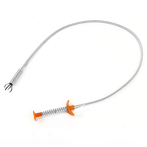 Drain Snake Drain Clog Remover Flexible Grabberable Pick Up Cleaning Tool Reacher Claw Stick, Drain Auger Grab Trash Hairs from Drain,Sink,Bathroom Tub Toilet Hose (23.7 Inch) - style: 23.7 Inch