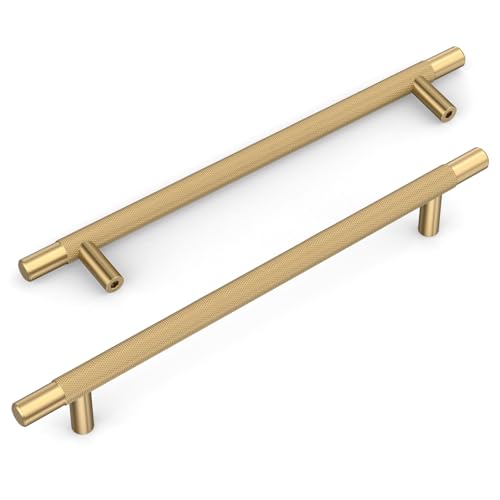 Amerdeco 10 Pack Champagne Bronze Knurled Cabinet Pulls 7.5 Inch Hole Centers Kitchen Cabinet Handles Hardware Kitchen Handles for Cabinets Handles IH0006 - color: Champagne Bronze, size: 7.5"/192MM Hole Center