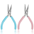 2 Pack Needle Nose Pliers for Jewelry Making, 4.5 Inch Small Needle Nose Pliers Jewelry Chain Nose Pliers Craft Pliers for Wire Bending, Repair, Object Grasping (Blue, Pink) - color: Blue+pink