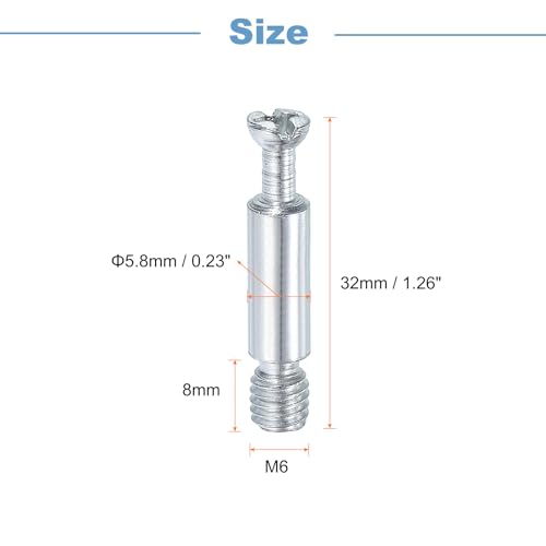 uxcell 45Pcs 32mm Furniture Connecting Fittings, Thread Bolts Dowels Screws, Metal Dowel Fitting Fasteners for Cabinet Drawer and Wardrobe Furniture, Silver - size: 32mm